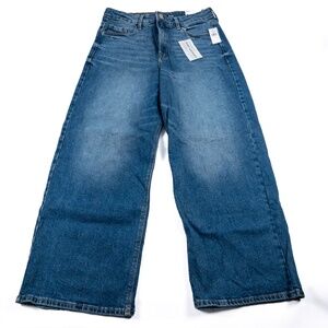 NWTS Women's Old Navy Blue Jeans Wide Leg Extra High Rise Pockets Size 8